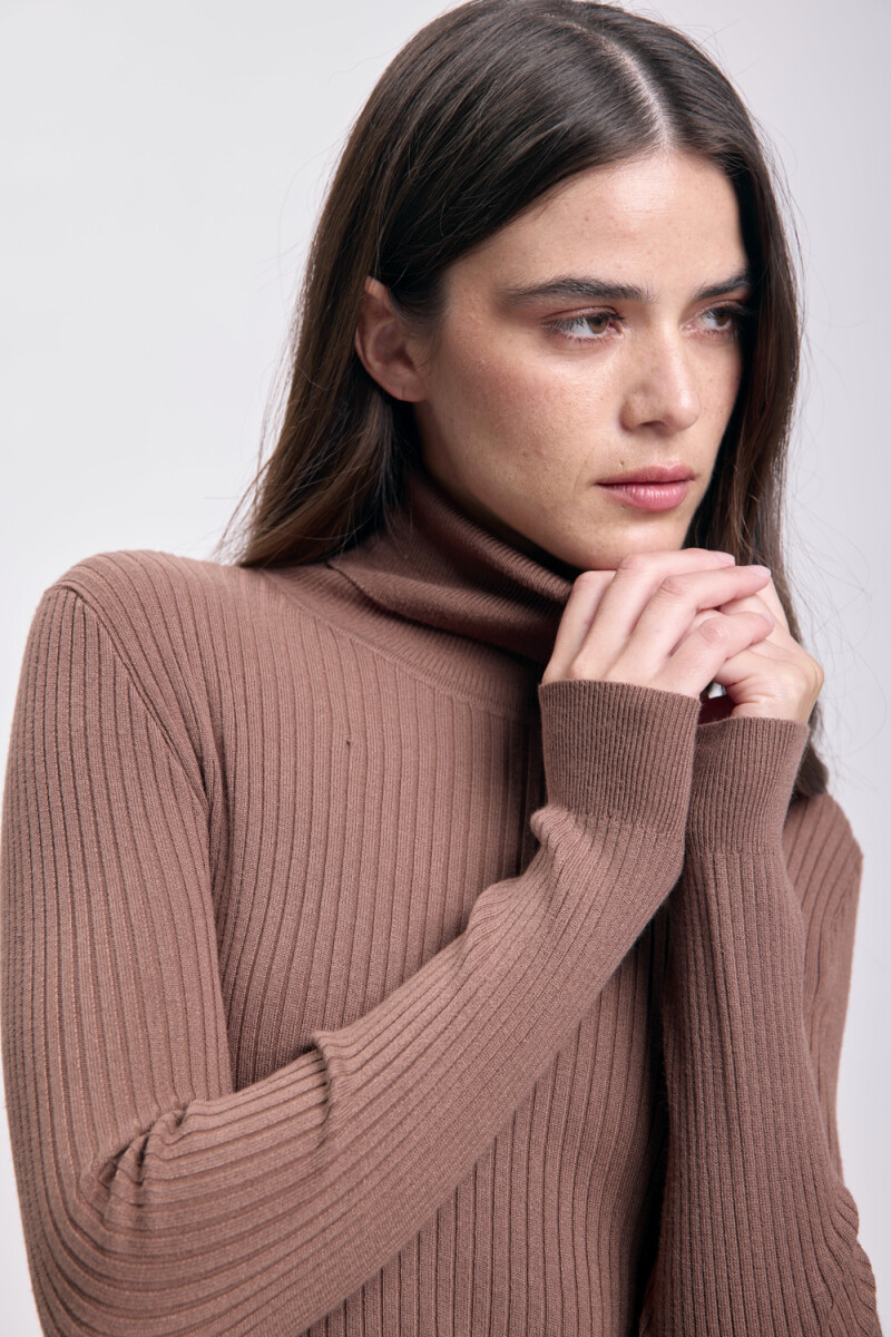 Polera punto larga Beige