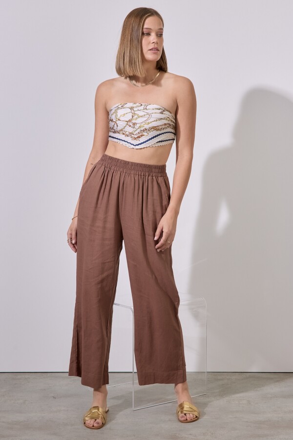 Pantalon Lino MARRON