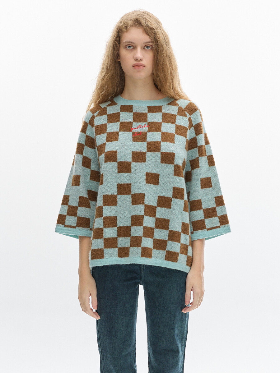 Knit T-shirt Roca - Cloqué Aqua 