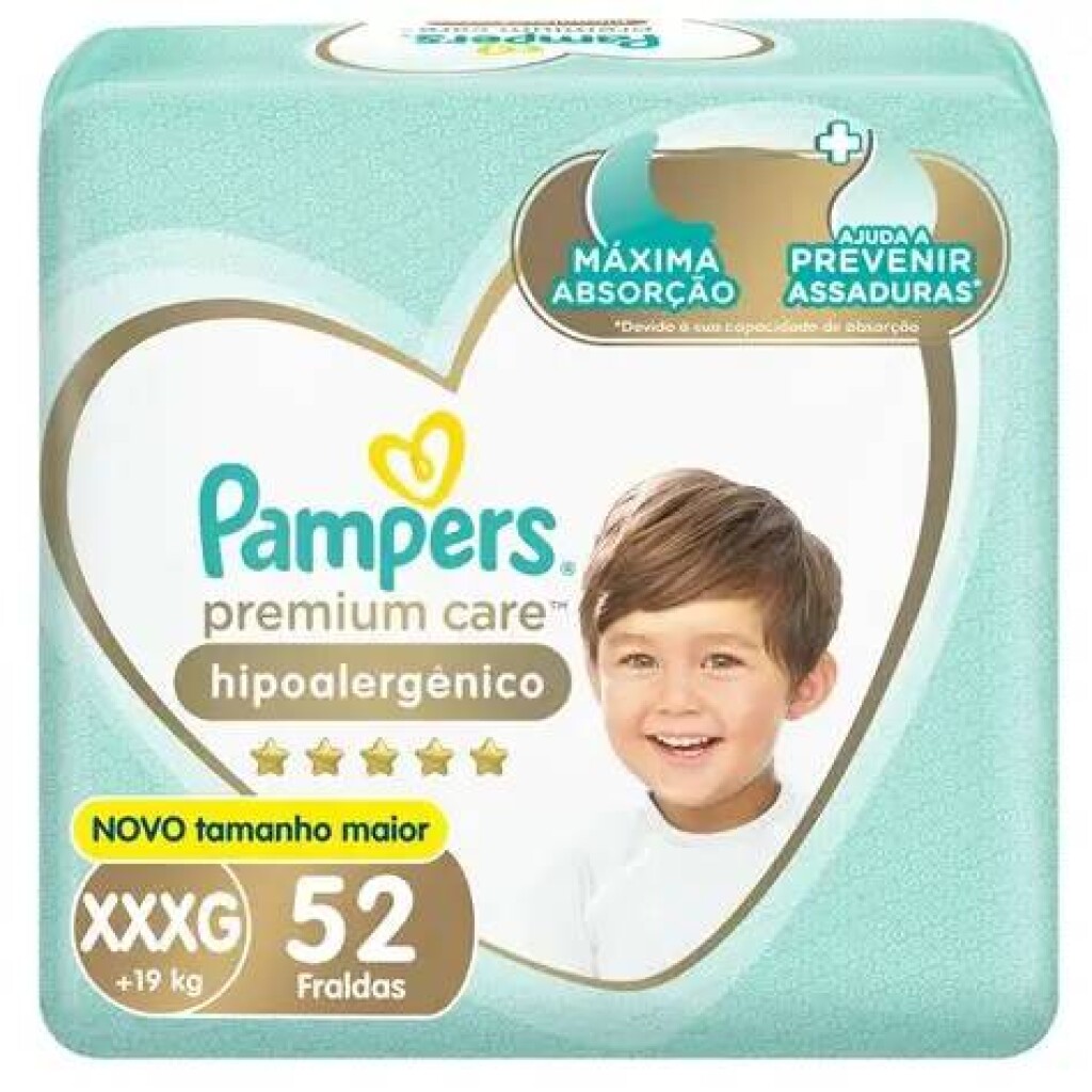 Pañales Pampers Premium Care XXXG  - Cont.52 unidades