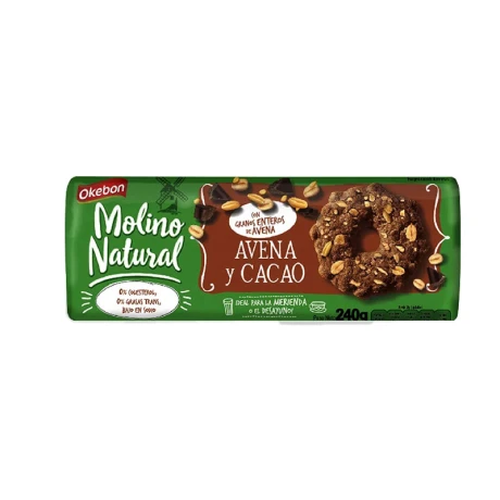 Galletita OKEBON Molino Natural Tubo 240 Grs Avena y Cacao