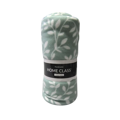 Frazada Polar 2 Plazas Home Class 200 x 240 cm Hojas Menta