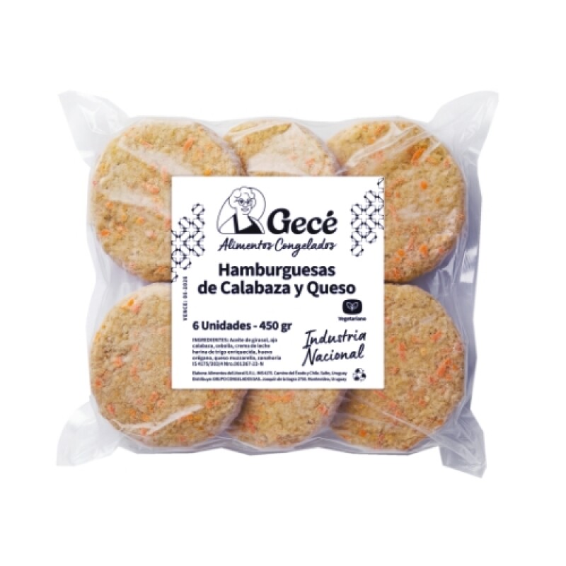 Hamburguesas Veggie Gecé - 6 ud. - 450 g - Calabaza y Queso