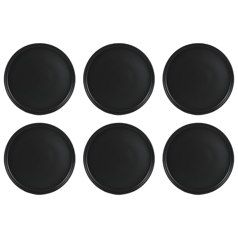Set x6 Plato de postre cerámica TOKIO 20cm NEGRO