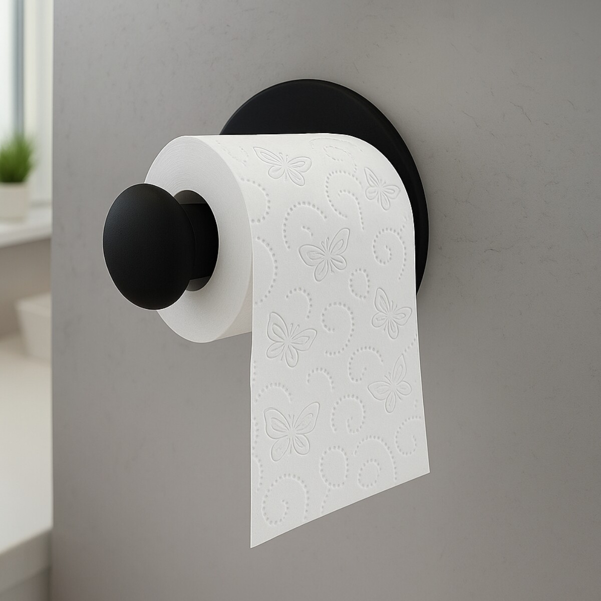 Porta papel con ventosa - NEGRO 