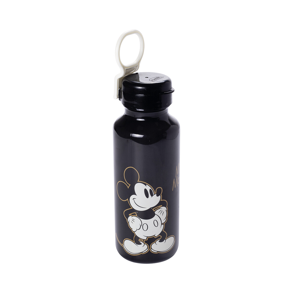 Botella Plática Abre Fácil Mickey 600 ml con Adhesivos - NEGRO 