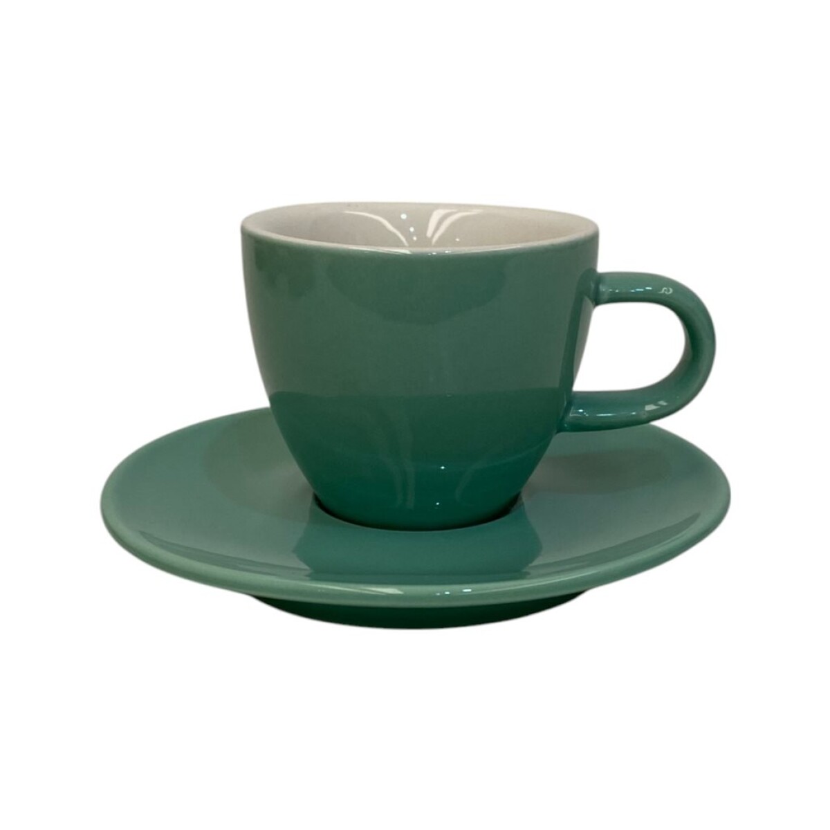 TAZA DE CAFE 75ML CON PLATO PORCELANA ESPECIAL VERDE AGUA SELECTA 