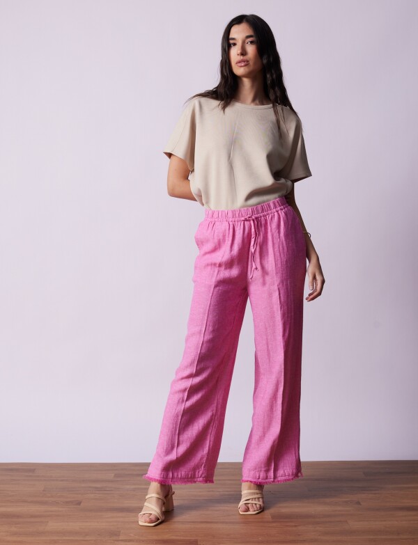 Pantalon Lino Cordel FUCSIA
