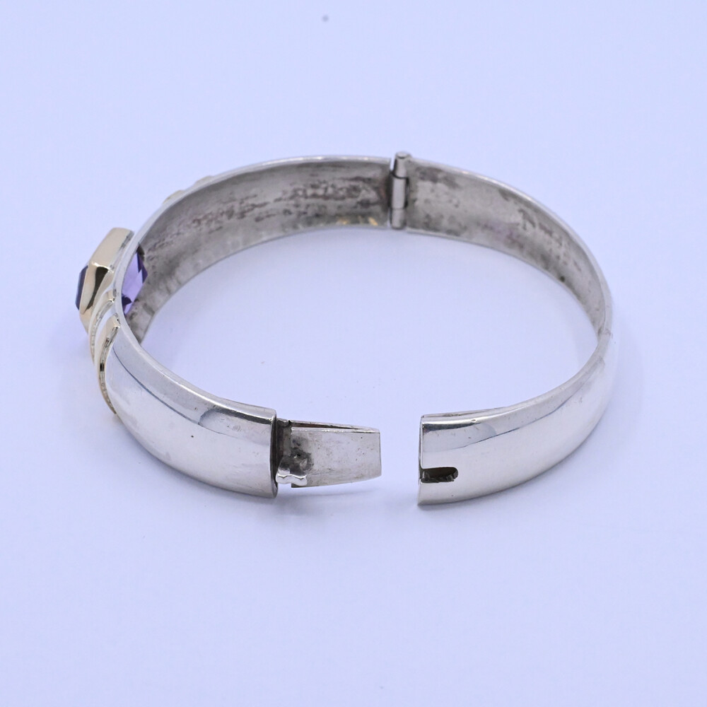 Pulsera plata, oro y amatista. Pulsera plata, oro y amatista.