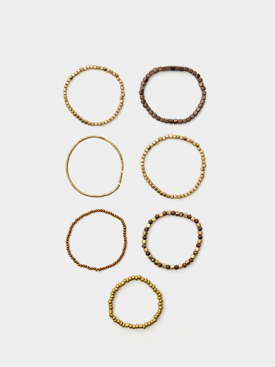 Set De Pulseras Elásticas Con Cuentas bicolor