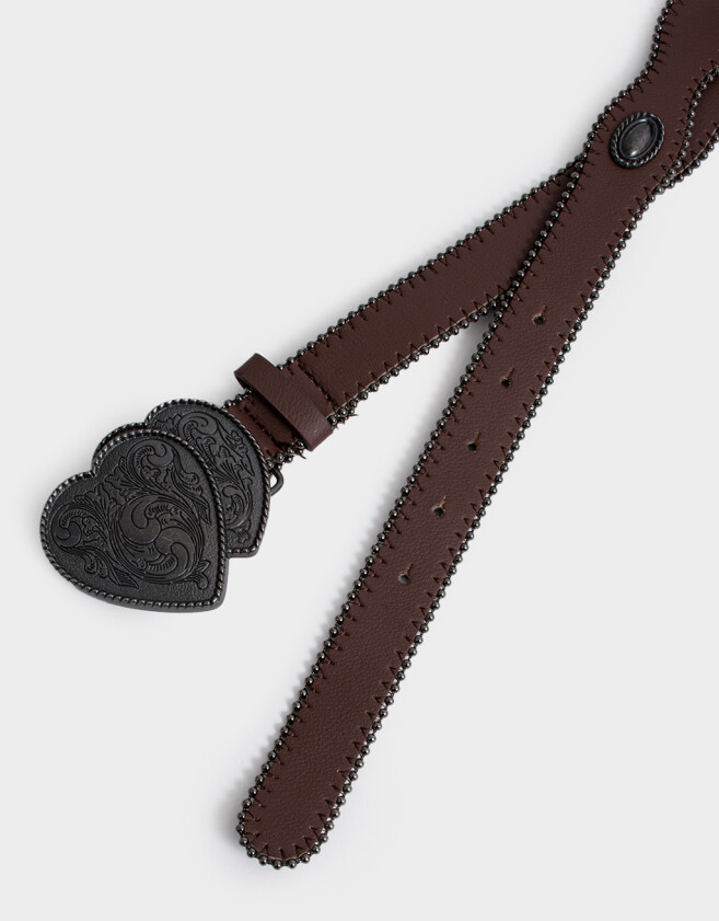 Cinturones y Fajas Cinturón Hebilla Corazón - Marron Chocolate