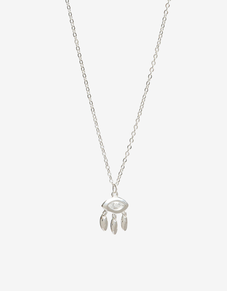 Cadena Corta con Dije Strass Cadena Con Dije Plata 925 Y Cubic - Plateado