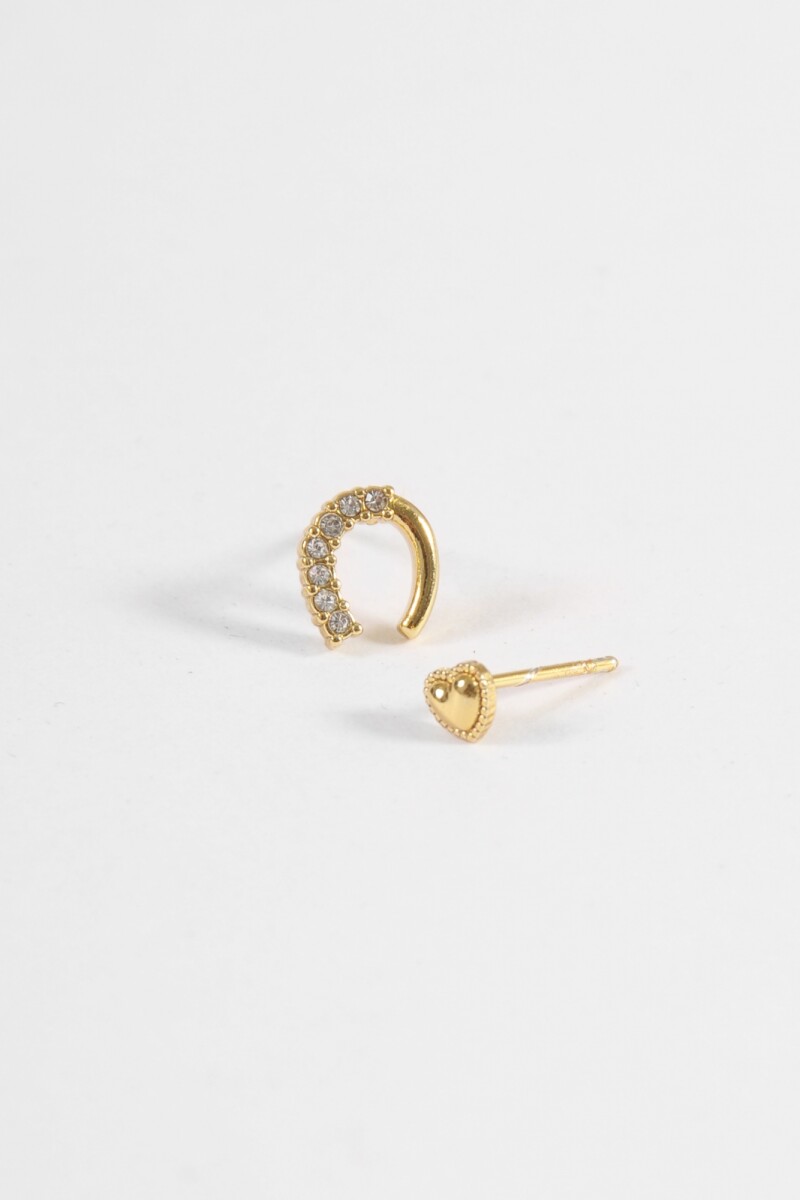 Caravanas acero pin strass dorado