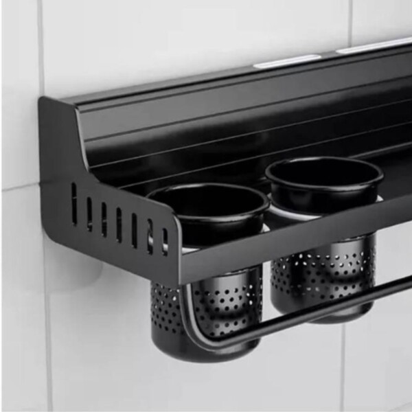 Estante Organizador de Cocina Con Ganchos Metálico Color Negro Estante Organizador de Cocina Con Ganchos Metálico Color Negro