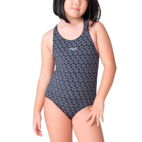 Fila malla traje de baño niña full - negro estampado Negro