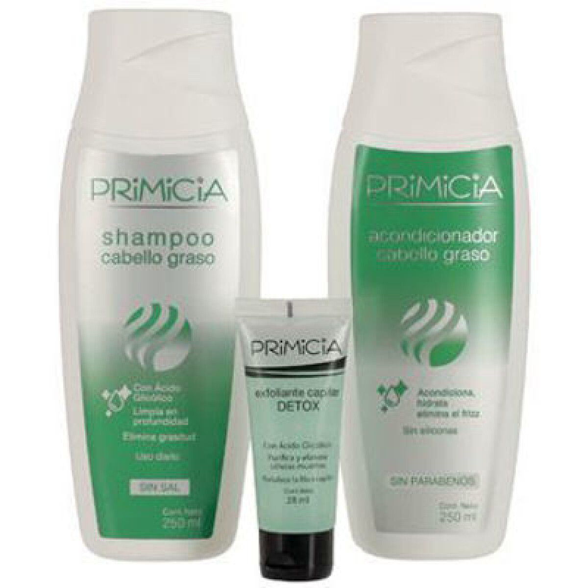 Primicia super pack promo cabello graso Sh+Aco+Exfoliante 