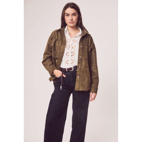 Sobrecamisa Gamuza Cuero Vegano Verde Oliva