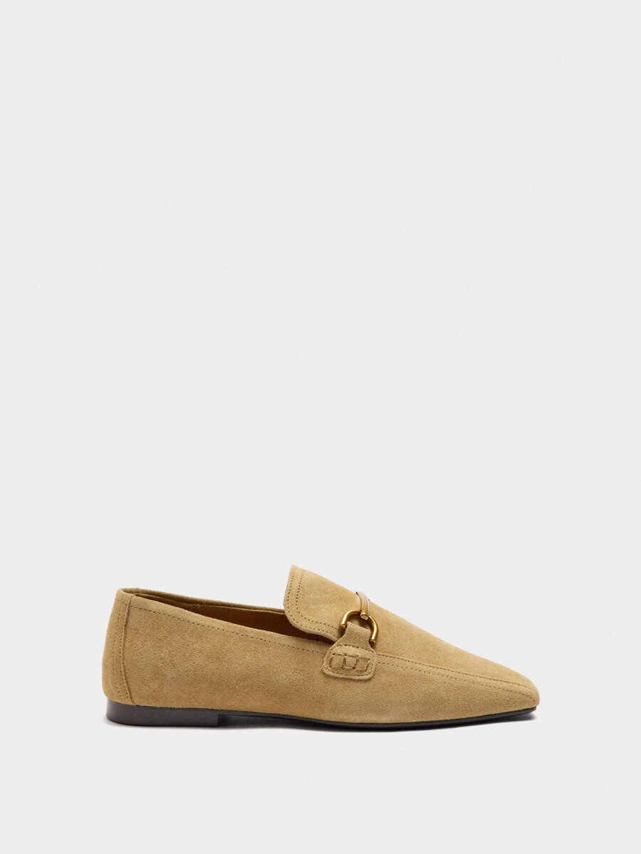 Mocasines De Piel Con Detalle Metálico beige