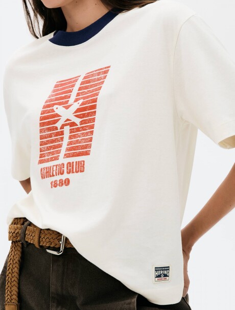 CAMISETA FEMENINA CON ESTAMPA BEIGE