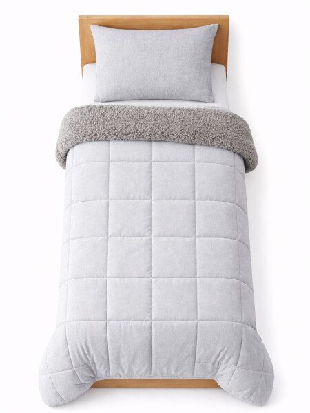 ACOLCHADO VELVET Y SHERPA 1PZAS GRIS