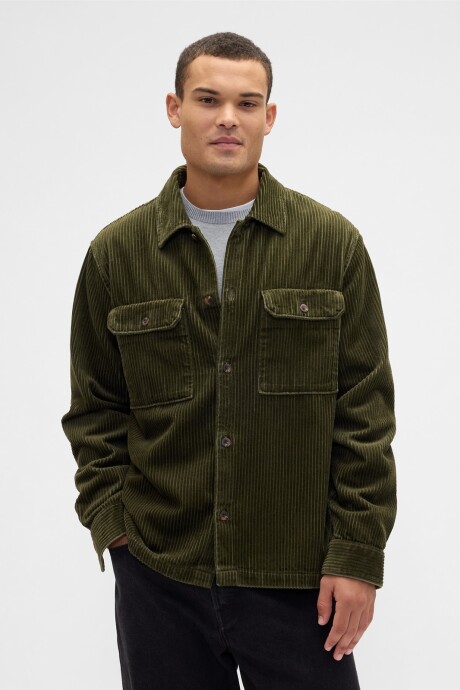 Sobrecamisa De Pana Hombre Olive Night 19-0515Tcx