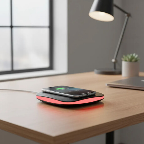 Cargador Pad Inalámbrico para Celular con Luz Led Negro