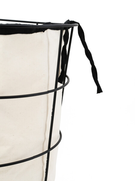 CESTO METAL CON TELA PARA ROPA SUCIA NEGRO
