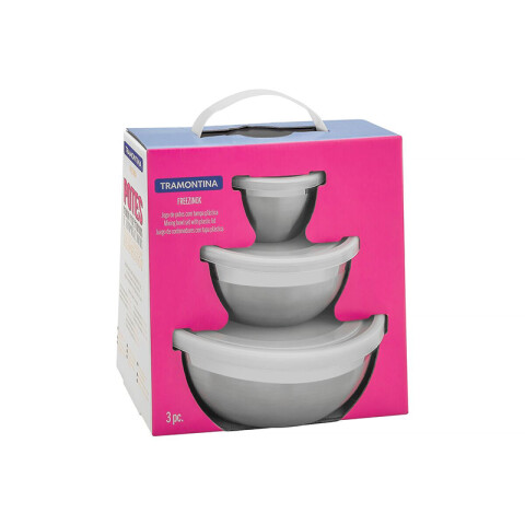 Juego 3 bowl redondos inox. con tapa "FREEZINOX" -TRAMONTINA TF0279