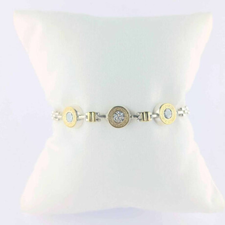 Pulsera de plata 925 con 3 circonias centrales Double En Oro 18 Ktes