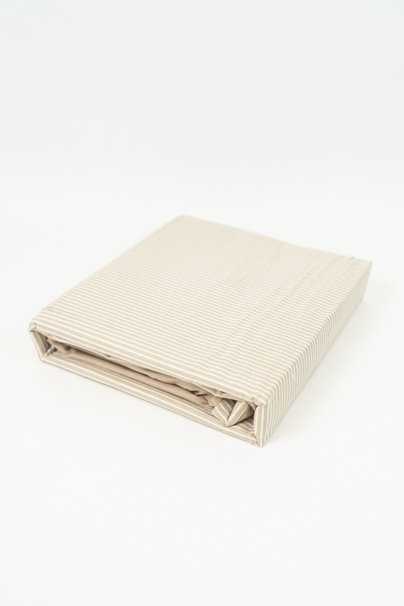 Sábanas 1 Plaza 144 Hilos Stripes - Taupe / Mink / Vison 