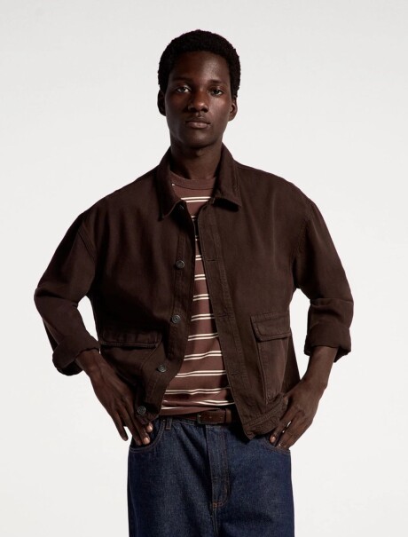 CAMISETA DE ALGODÓN A RAYAS MARRÓN