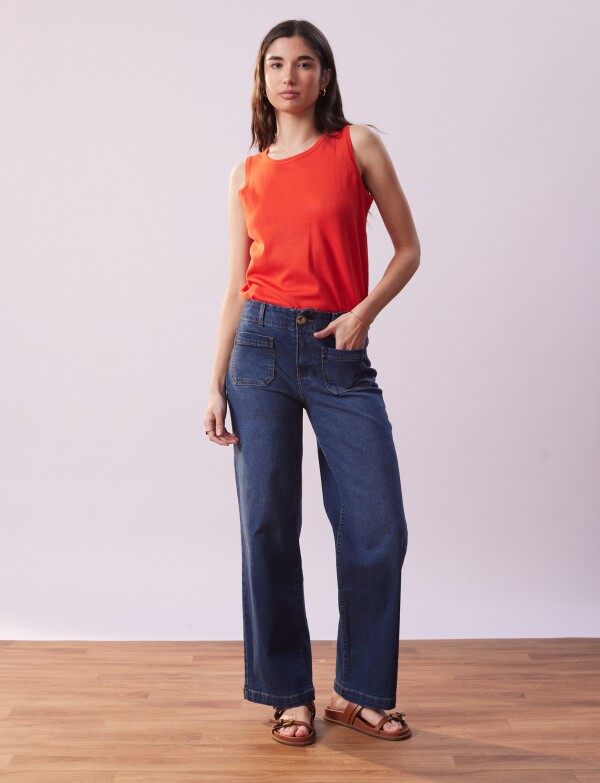 Jean Wide Leg Pockets JEAN OSCURO