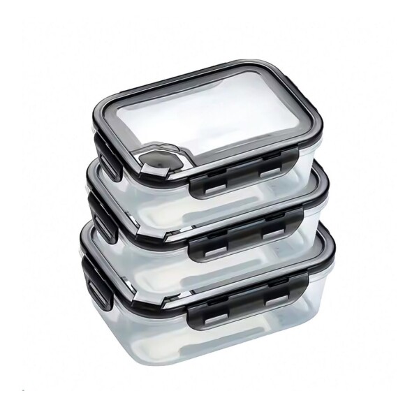 Juego de 3 Tarros Herméticos Rectangulares IMBACK IBK-CTN005 · Cierre Seguro y Apilable Juego de 3 Tarros Herméticos Rectangulares IMBACK IBK-CTN005 · Cierre Seguro y Apilable