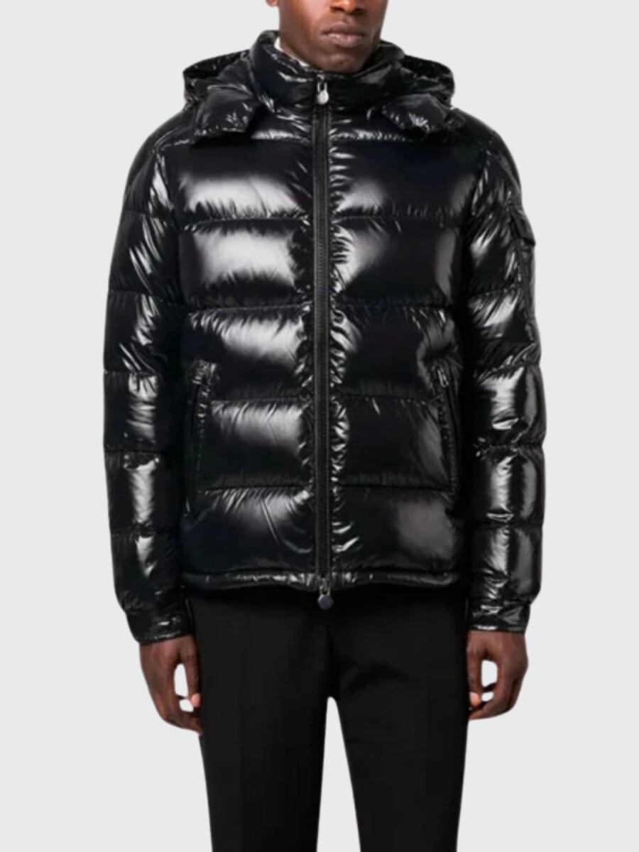 Moncler - Campera rellena de plumas con capucha desmontable, Maya - Negro 