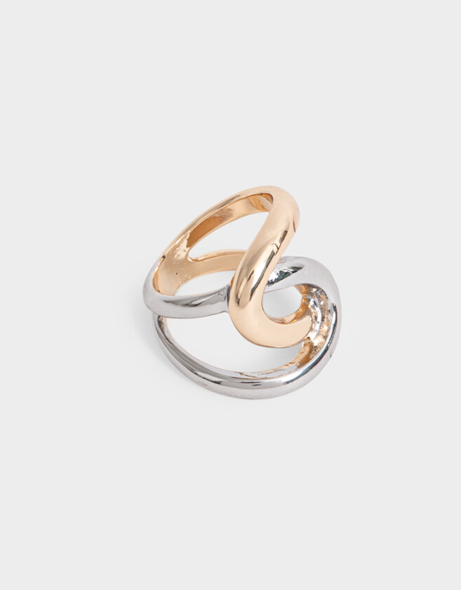 Anillos Medianos y Grandes De metal Anillo Metal Ondulado Mixplating - Combinacion Bicolor