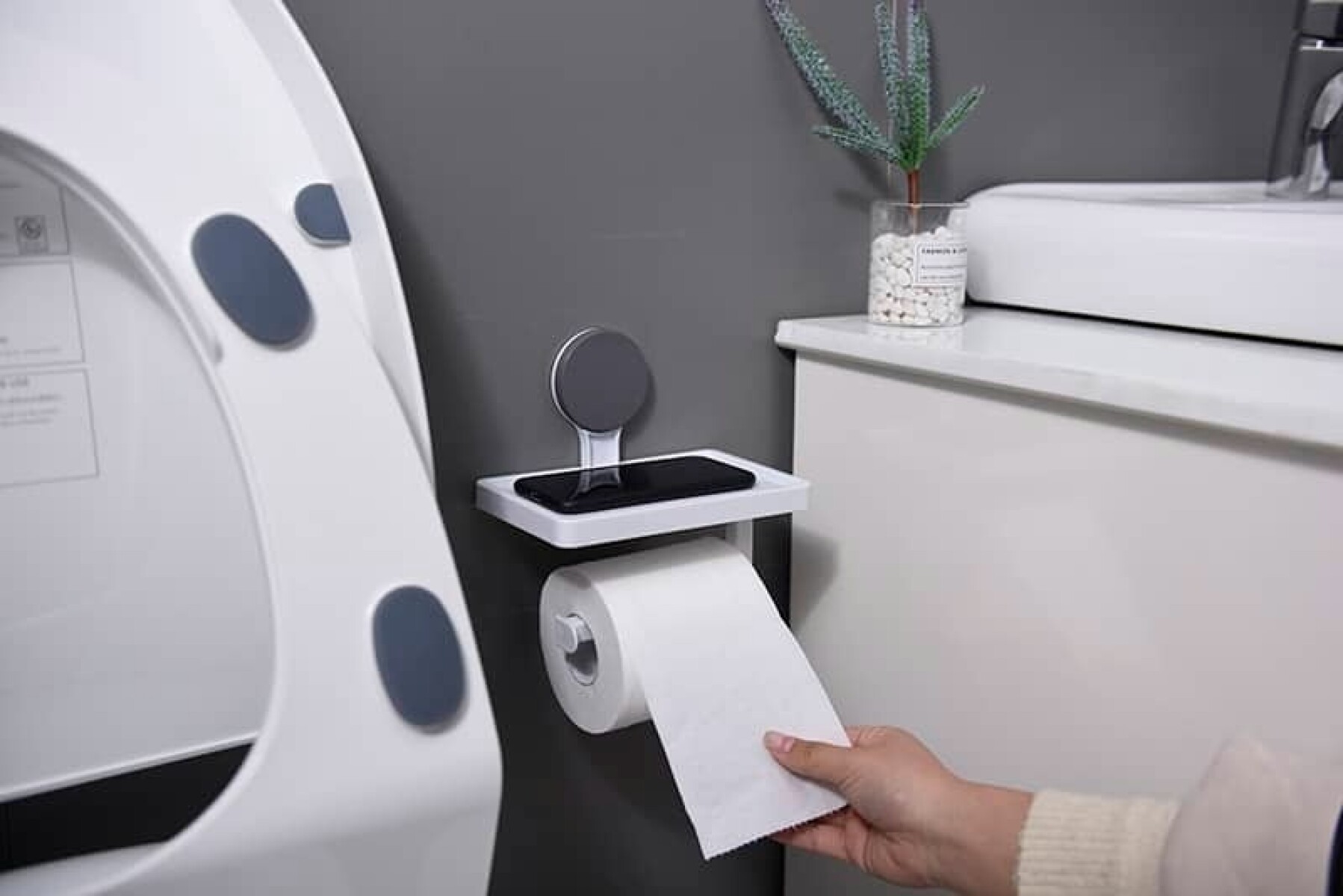 Porta Rollo Papel Higiénico Autoadhesivo plástico 