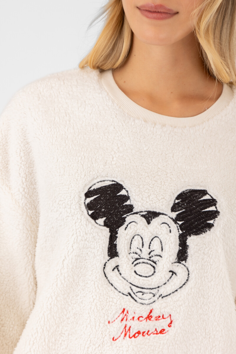 Sweater sherpa mickey Beige