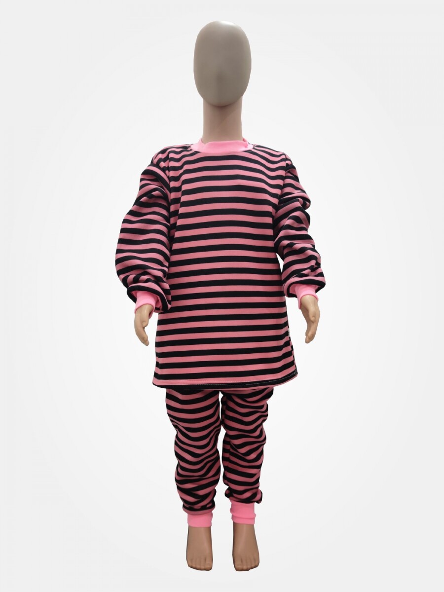 Pijama infantil Sueños - Rayas fucsia 