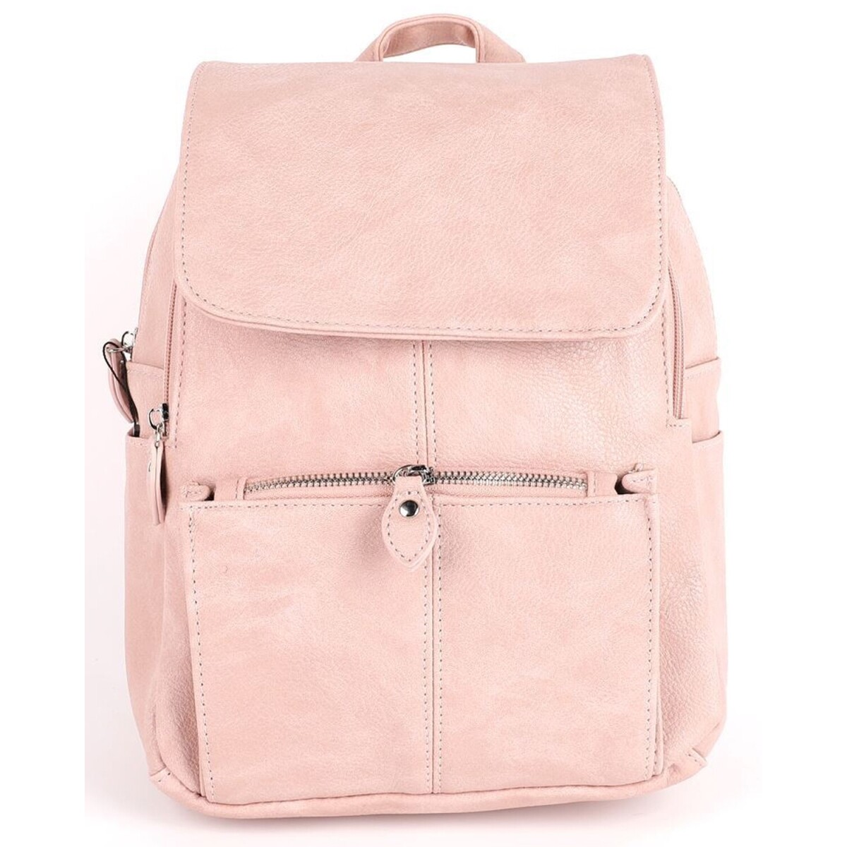 Mochila Canva con tapa y doble cierre - Rosa 