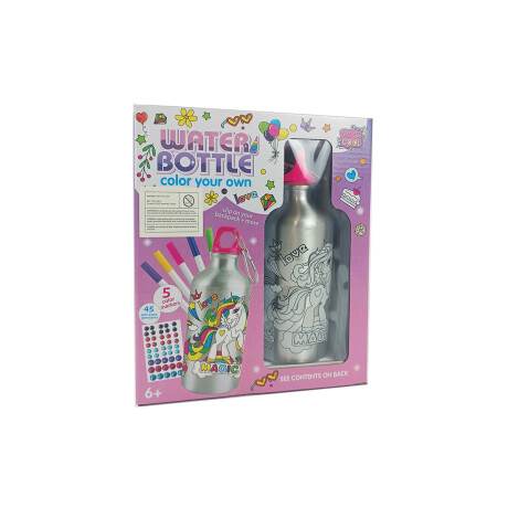 Set de botella de acero 500 ml para colorear Unicornio