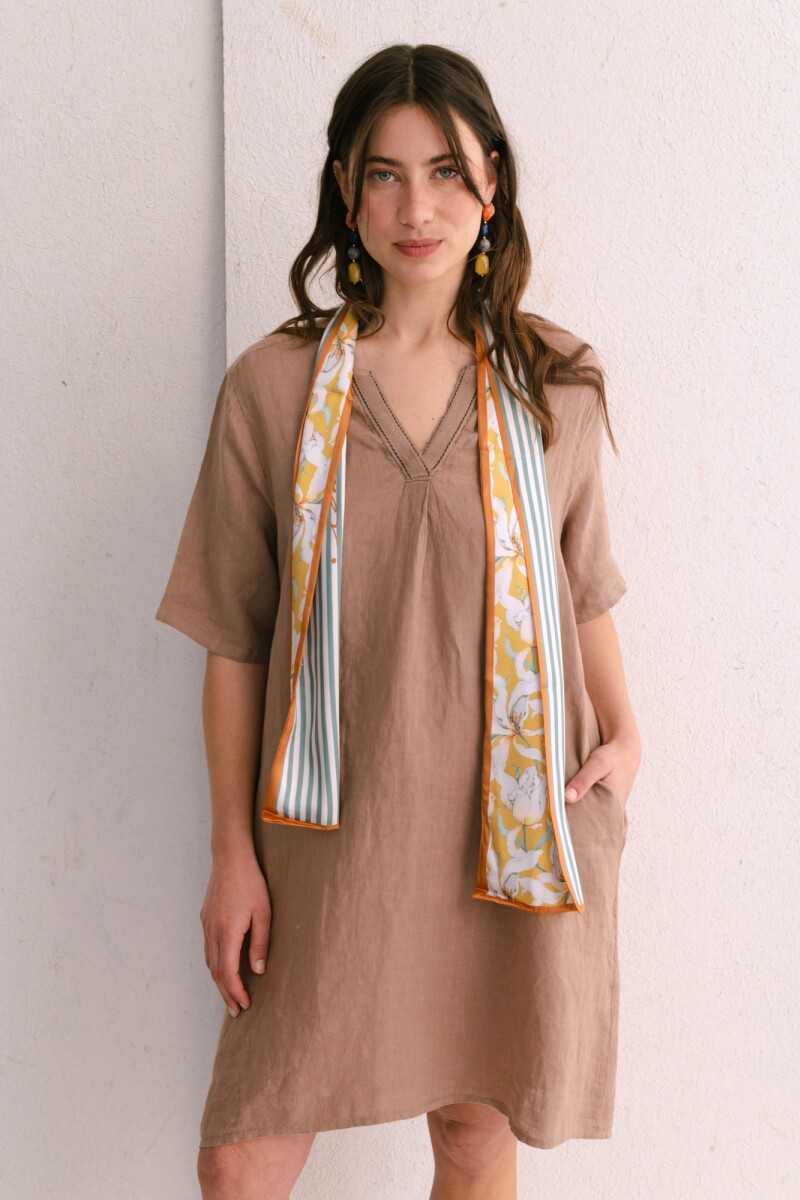 VESTIDO LINO CAMEL