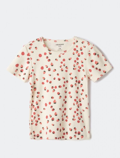 BLUSA CON ESTAMPADO EN TELA ACANALADA BLANCO