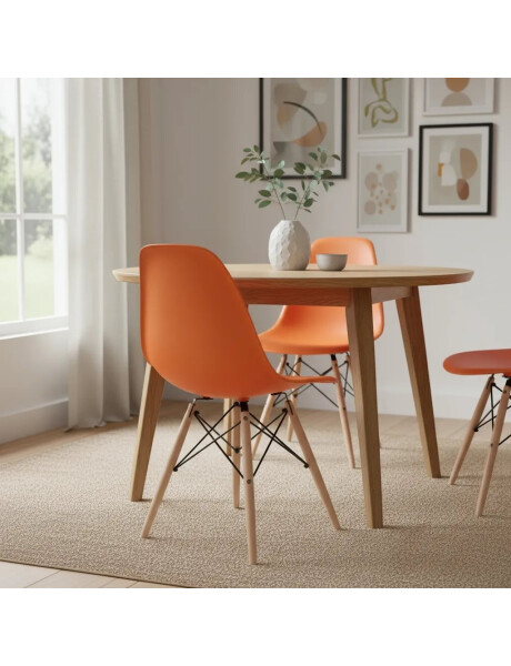 SILLA EAMES COMEDOR CON BASE EN MADERA NARANJA SILLA EAMES COMEDOR CON BASE EN MADERA NARANJA