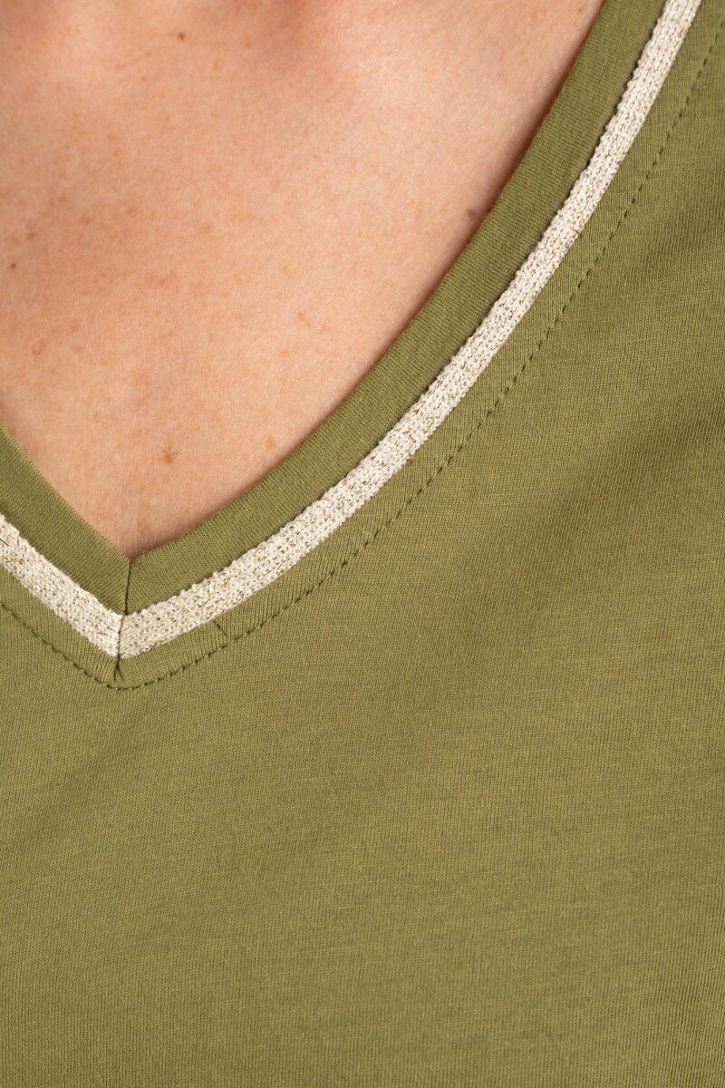 Remera Algodon Peinado Escote Lurex Safari