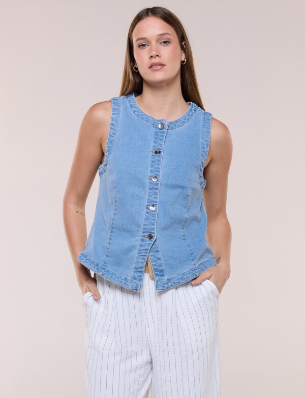 Chaleco Denim Sastrero Entallado JEAN CLARO