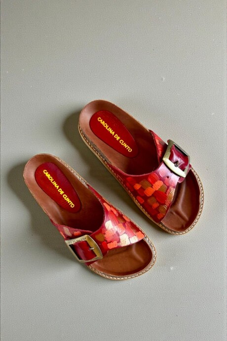 Sandalias KIRA Línea Ottenta Rojas Con Arte Pintado A Mano Sandalias KIRA Línea Ottenta Rojas Con Arte Pintado A Mano