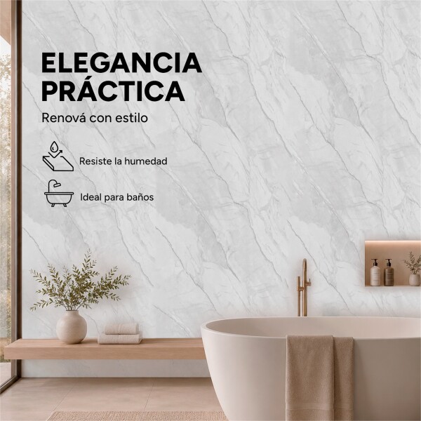 Pack x10 Placa PVC Símil Mármol 2,44x1,22m 3mm Resistente Gris Veteado 2