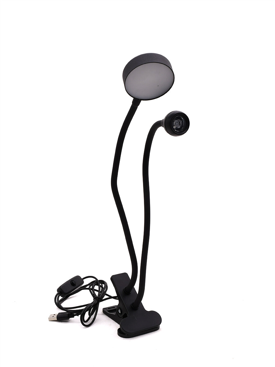 LAMPARA LED PORTATIL DOUBLE CON PINZA - NEGRO 