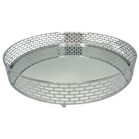 Bandeja Metalica 35CM Plateado C/ Espejo Bandeja Metalica 35CM Plateado C/ Espejo