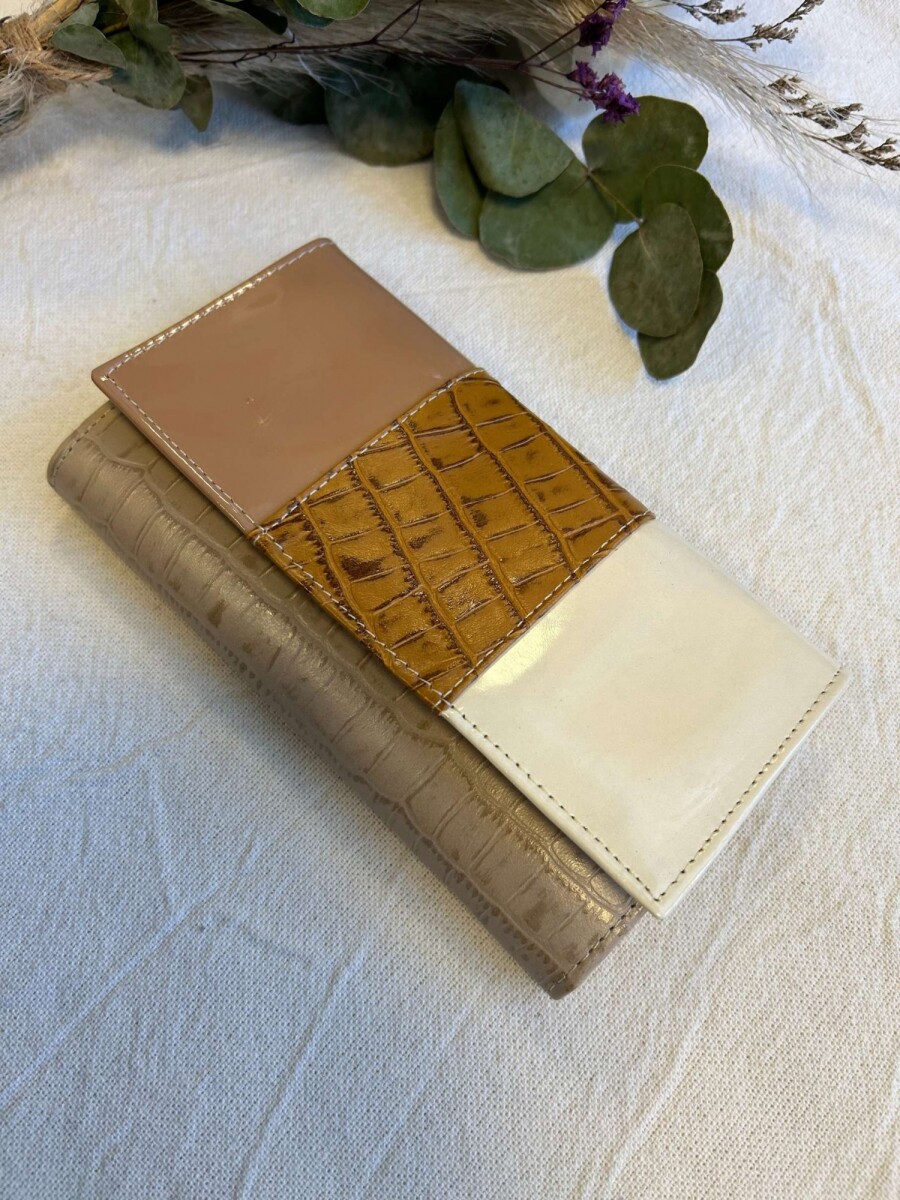 Billetera Lirio - Beige, mostaza y blanco 